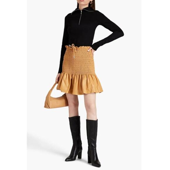 A.L.C. Jenny Shirred Faux Leather Mini Skirt - Picture 2 of 7